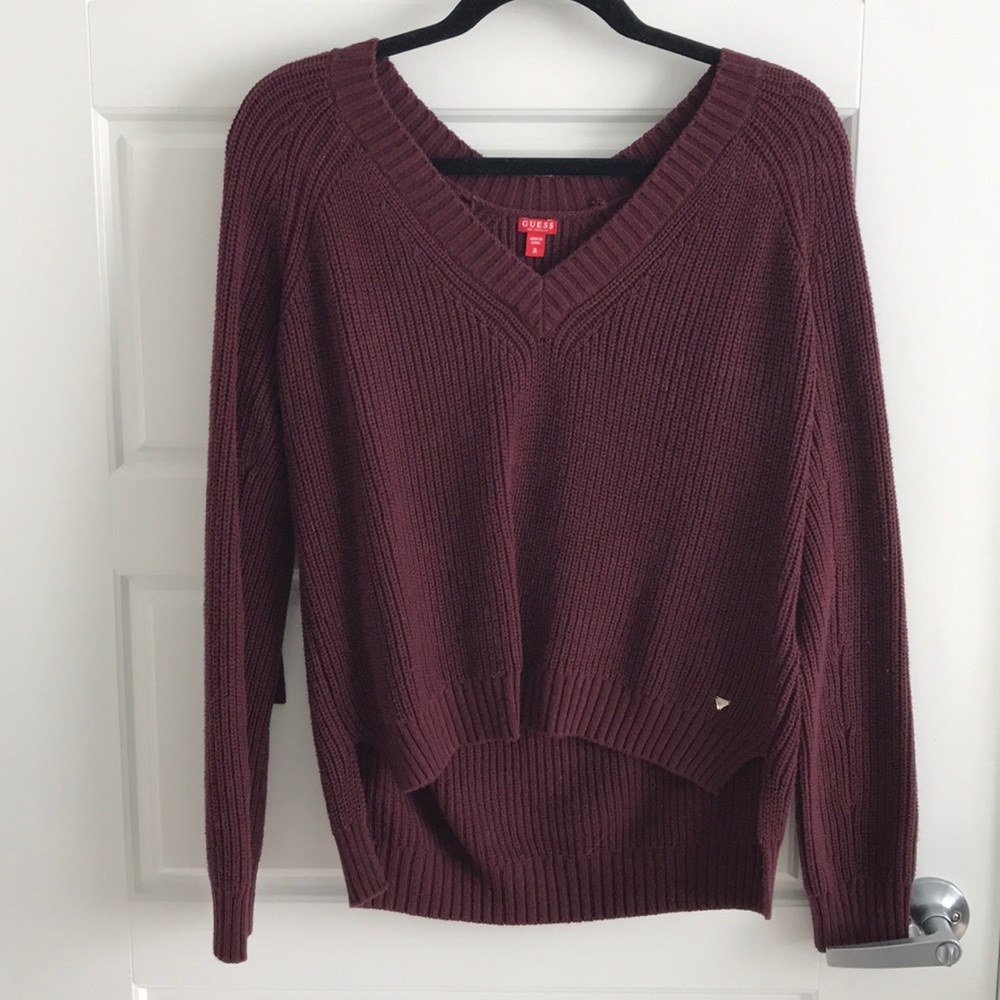 Maroon Laced Sleeve Sweater